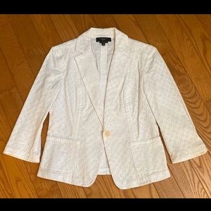 Talbots Ladies Blazer Eyelet Cotton Lace White 6P